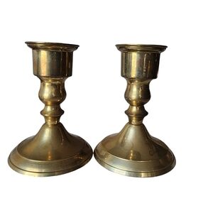 Brass Candlesticks, Pair 5" Tall. Made in India. Vintage
